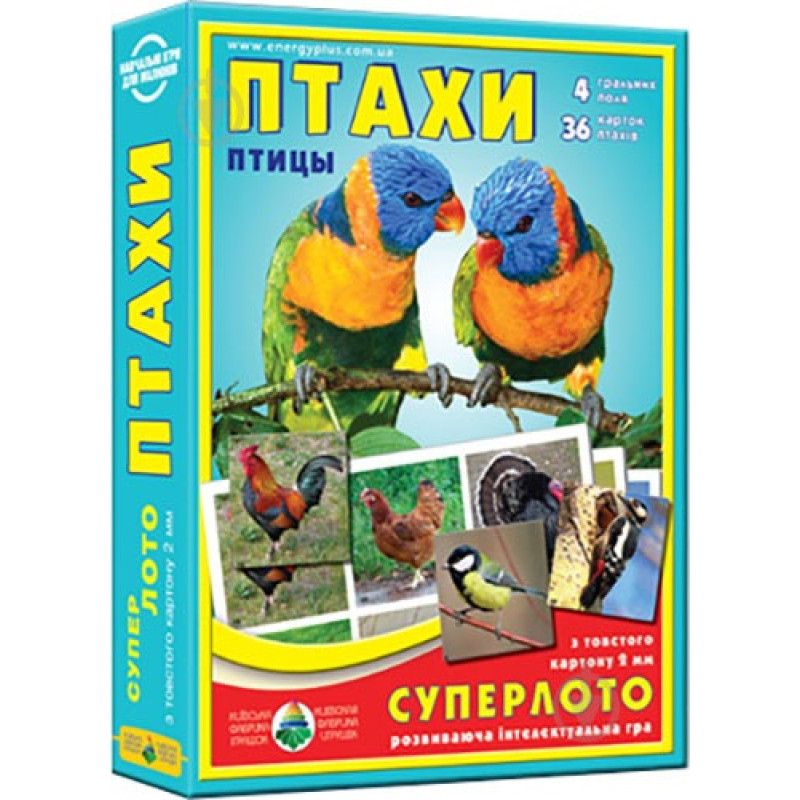 Дитяча настільна гра супер ЛОТО "Птахи" 81930 картки птахів - 36 шт