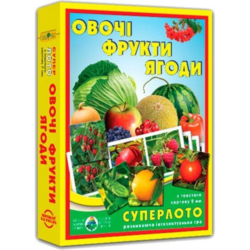 Настольная игра супер ЛОТО "Овощи, фрукты, ягоды" 81992, 36 карточек