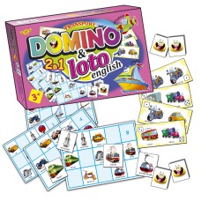 Дитяча розвиваюча настільна гра "Доміно + Лото. Транспорт" MKC0220 англ. мовою