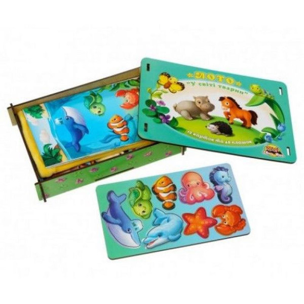 Настільна розвиваюча гра "Лото: у світі тварин" Ubumblebees (ПСФ046) PSF046, 48 фігурних фішок (PSF046)