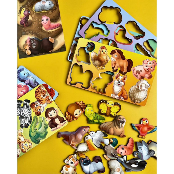 Настільна розвиваюча гра "Лото: у світі тварин" Ubumblebees (ПСФ046) PSF046, 48 фігурних фішок (PSF046)