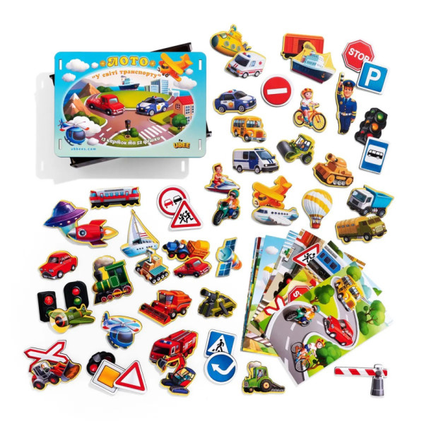 Настільна розвиваюча гра "Лото: транспорт" Ubumblebees (ПСФ082) PSF082, 52 фігурні фішки (PSF082)
