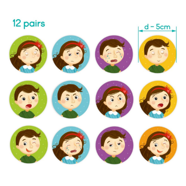 Настільна гра-мемо "Емоції" 301240, 24 фішки із зображенням (301240)