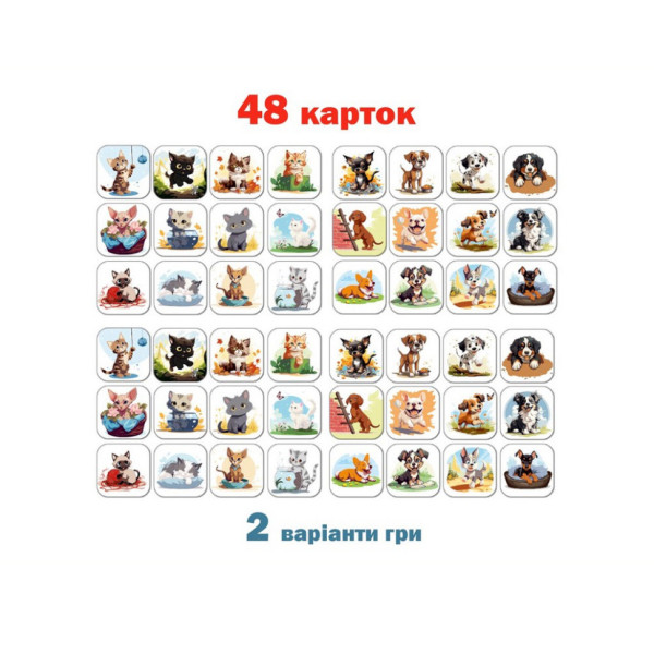 Настольная детская игра Меморы «Кошки против собак» ME5032-24, 48 карт (ME5032-24)
