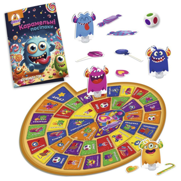 Настільна гра-бродилка "Карамельні посіпаки" VT8055-45, 4 фігурки монстриків (VT8055-45)