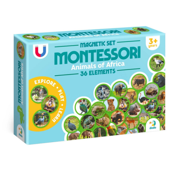 Дитячий магнітний набір Монтесорі "Тварини на континентах: Африка" 200284, 36 елементів (200284)