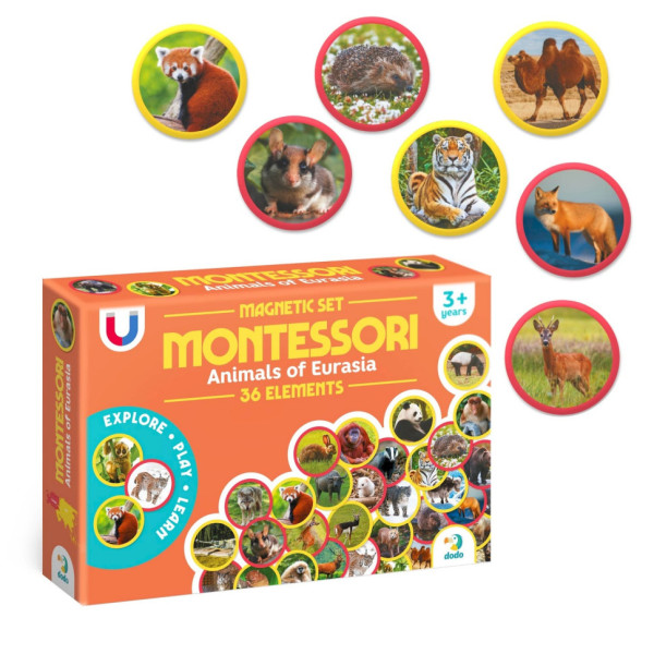 Дитячий магнітний набір Монтесорі "Тварини на континентах: Євразія" 200285, 36 елементів                                (200285)