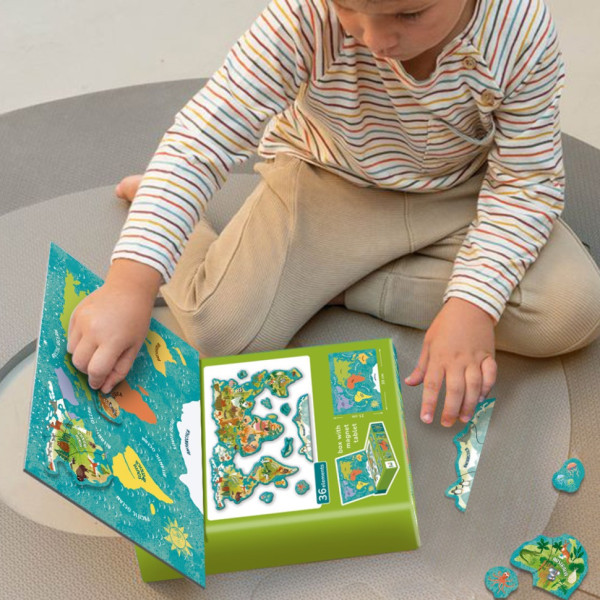 Дитяча магнітна мапа світу тварини 200267, 36 елементів (200267)