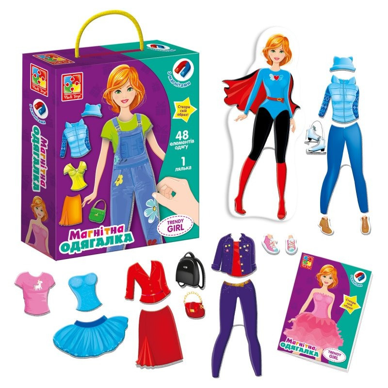 Детская игра "Магнитная одевашка "Trendy Girl" VT3702-22, 48 элементов одежды