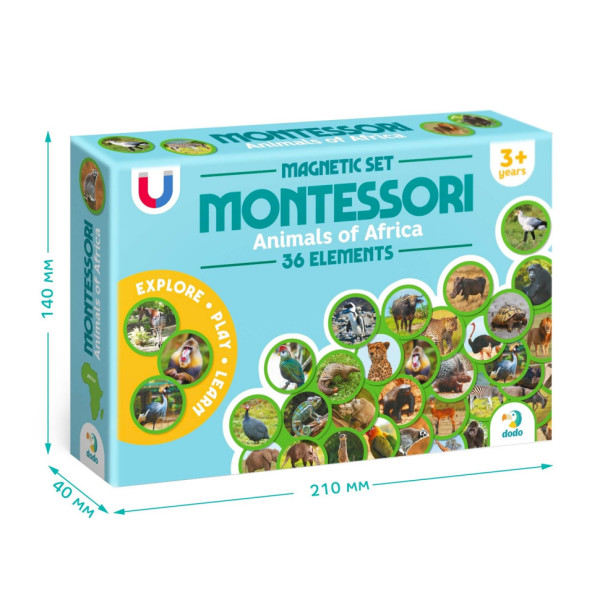 Детский магнитный набор Монтессори "Животные на континентах: Африка" 200284, 36 элементов (200284)
