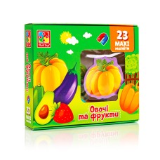 Набір магнітів MAXI "Овочі та фрукти" Vladi Toys VT3106-28, 23 шт