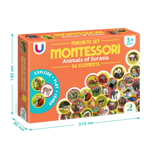 Дитячий магнітний набір Монтесорі "Тварини на континентах: Євразія" 200285, 36 елементів                                (200285)