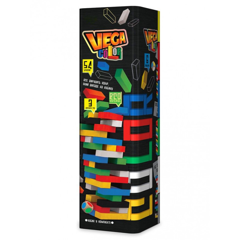 Дитяча настільна гра Дженга "VEGA COLOR" GVC-01U різнобарвна