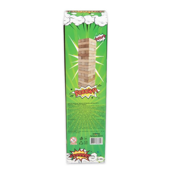 Розважальна гра "Джанга" 30771, 60 брусків, дерев'яна, українською мовою (30771)