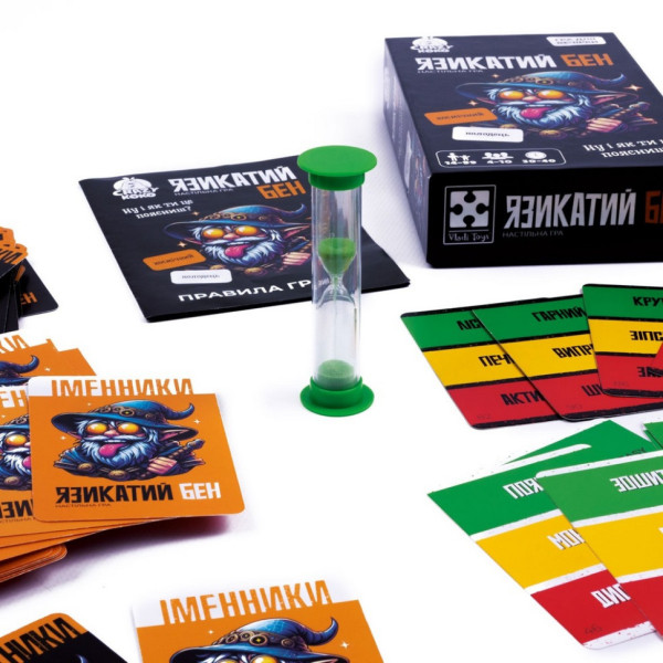 Карткова гра "Язикатий Бен" VT5903-04, 100 карток, пісочний годинник (VT5903-04)