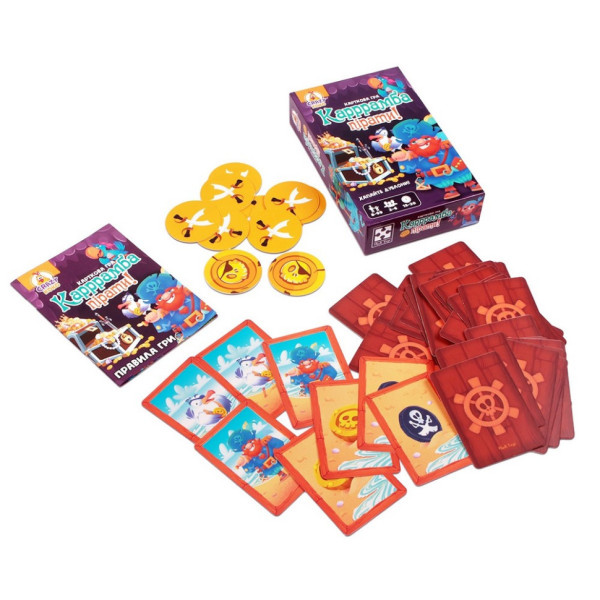 Дитяча карткова гра "Карррамба пірати! Vladi Toys" VT8077-07, 50 карт 12 монет, правила гри (VT8077-07)