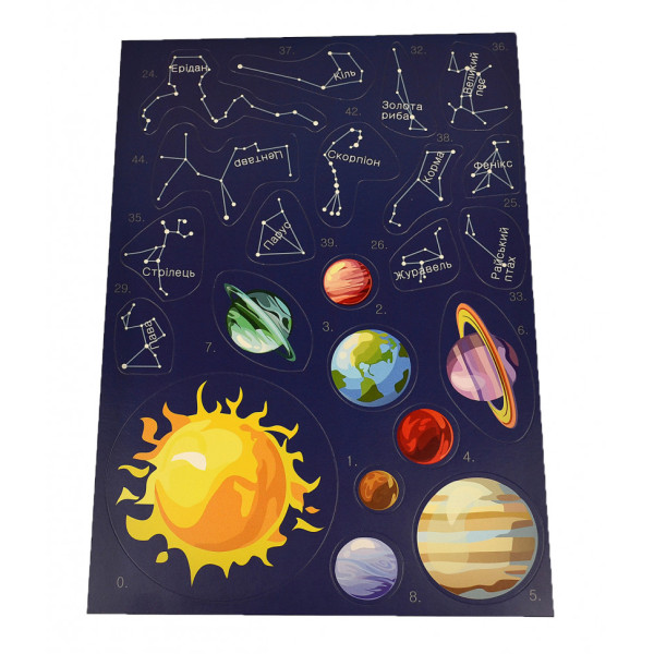 Гра з багаторазовими наклейками "Карта зоряного неба" KP-007 укр. мовою (KP-007)