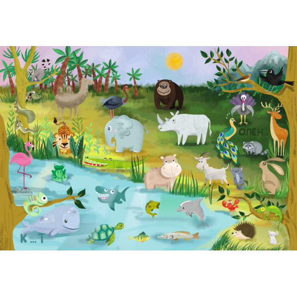 Дитяча навчальна гра з багаторазовими наклейками "ZOO Абетка" (КП-005) KP-005 укр. мовою (KP-005(КП-005))