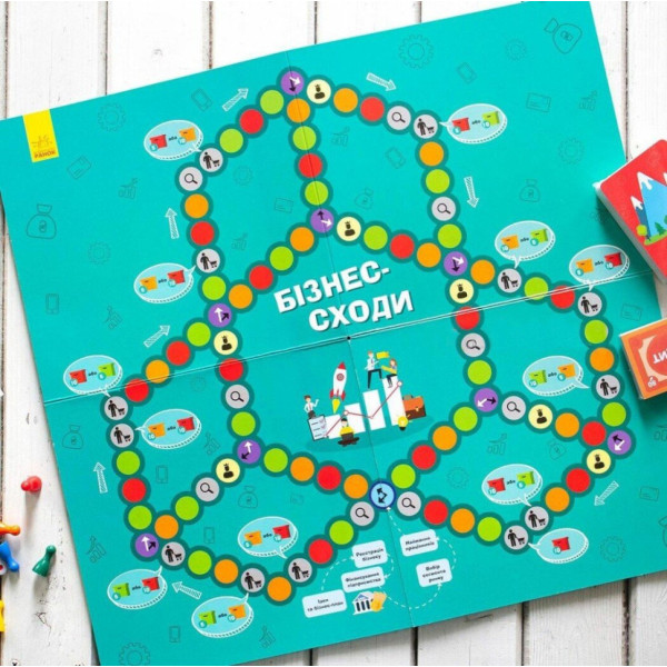 Настольная игра "Бизнес-лестница" РЛ902037У кубик, 5 фишек игроков, (РЛ902037У)
