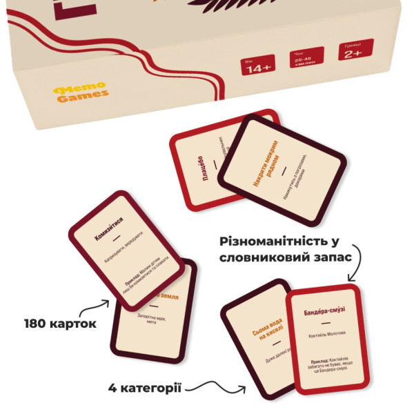 Гра настільна Гра слів MemoGames 0013MG 180 карток, 4 категорії (0013MG)