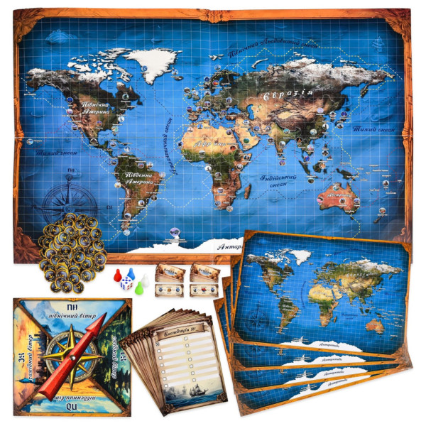 Настольная игра "Вокруг света" 30110 рулетка, призовые жетоны 75 штук(30110)