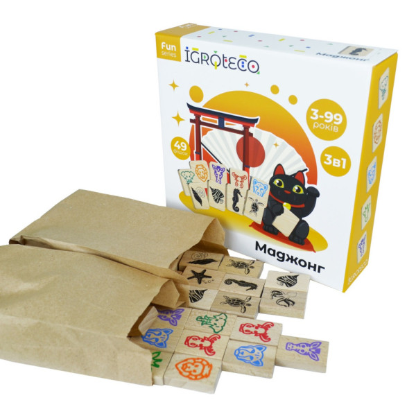 Дерев'яна гра "Дитячий маджонг" 900552, 49 деталей (900552)