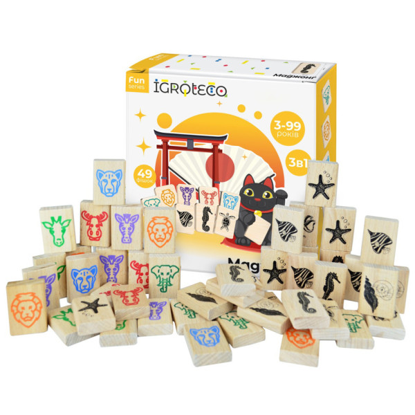 Дерев'яна гра "Дитячий маджонг" 900552, 49 деталей (900552)