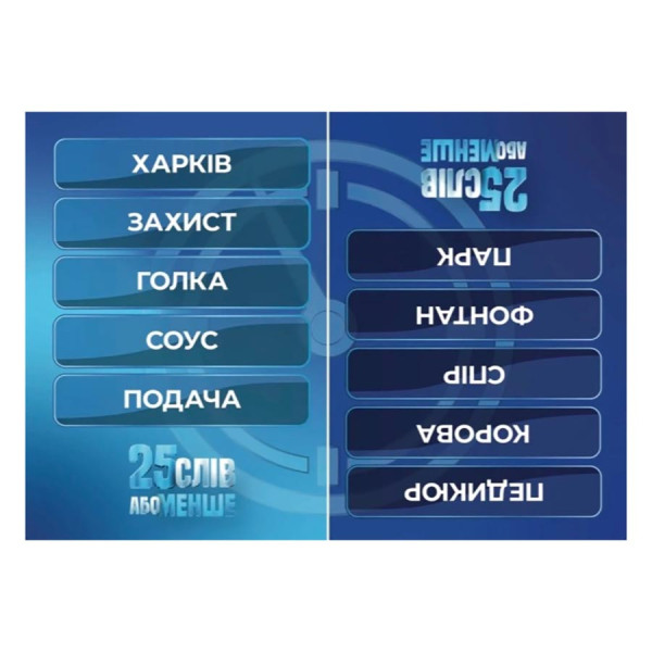 Настольная игра "25 слов или меньше" 290100, 300 карточек(290100)