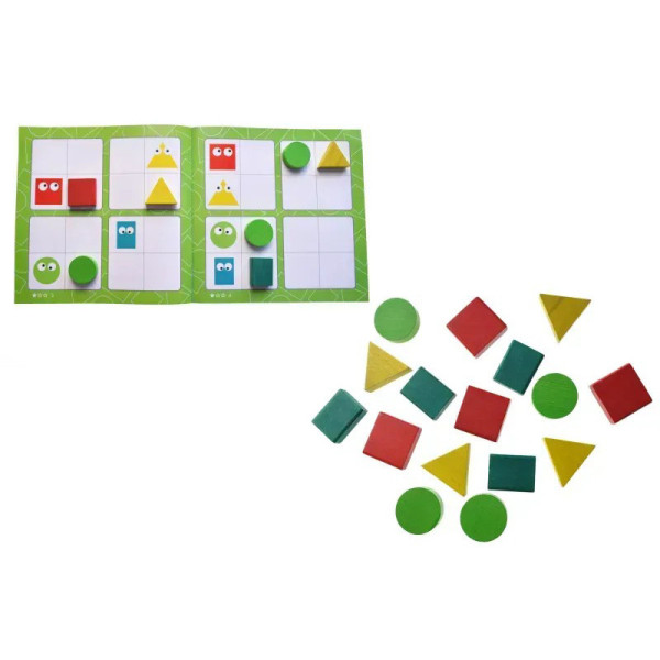 Дерев'яна дитяча логічна гра "Судоку геометричне" QB800-001, 16 елементів (QB800-001)