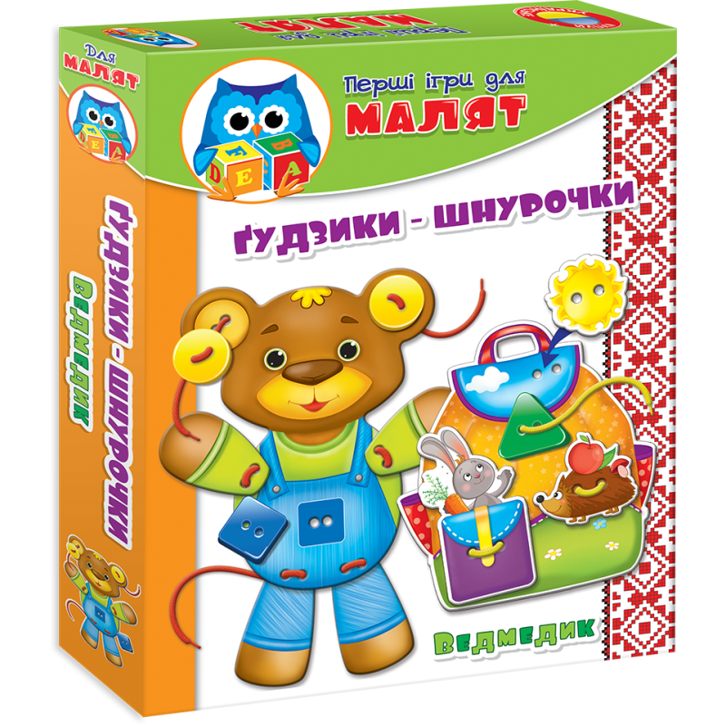 Детская игра для малышей. Шнуровка+пуговка VT1307 на укр. языке