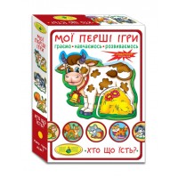 Детская настольная игра "Кто что ест?" 81138, 12 животных