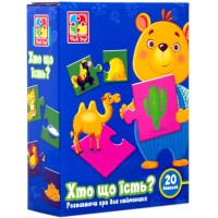 Детская развивающая игра-пазл "Кто что ест?" VT1804-25, 20 деталей