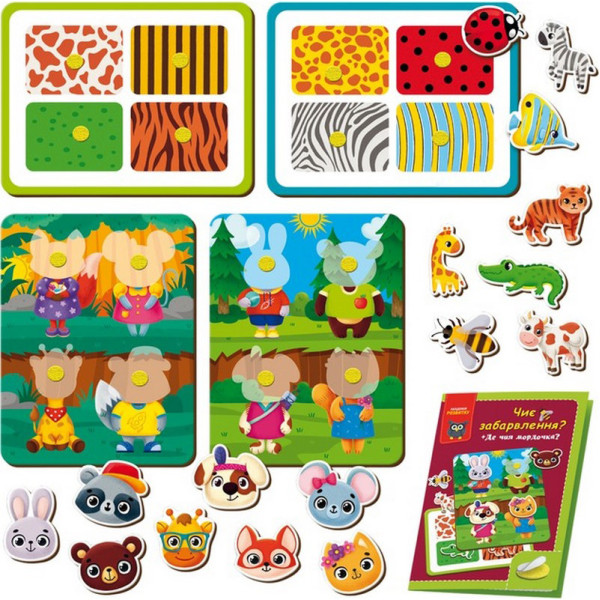 Дитяча розвиваюча іграшка "Чиє забарвлення? Де чия мордочка?" VT1310-06 з липучками (VT1310-06)