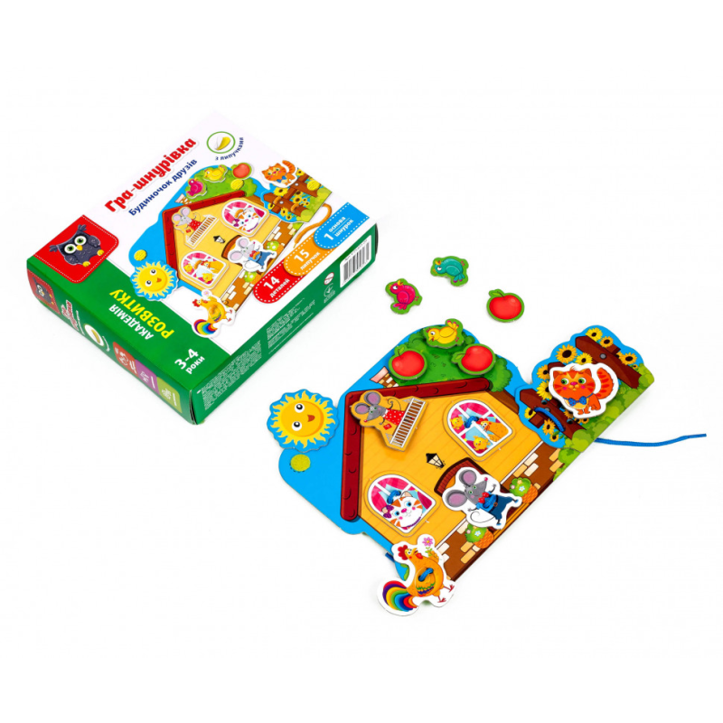 Игра-шнуровка с липучками "Домик друзей" VT5303-09 (укр)