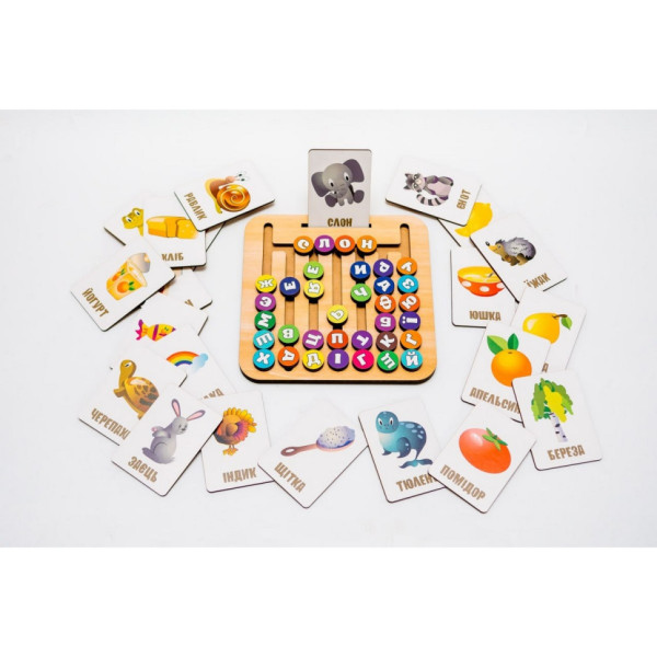 Дерев’яна іграшка монтессорі "Абетка лабіринт" Puz-72859, 25 карт 35 букв (Puz-72859)