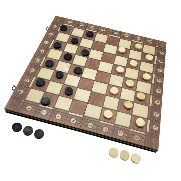 Набір настільних ігор "Шахи, нарди, шашки 3 в 1" Set1 NE-LG-11 ігрове поле 40х40 см (NE-LG-11)