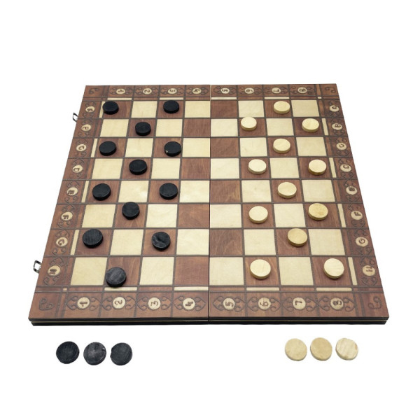 Набір настільних ігор "Шахи, нарди, шашки 3 в 1" Set1 NE-LG-11 ігрове поле 40х40 см (NE-LG-11)