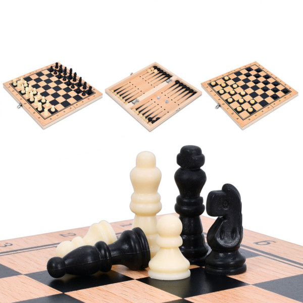 Набір настільних ігор "Шахи 3 в 1" MQ005 дерев'яні (MQ005)