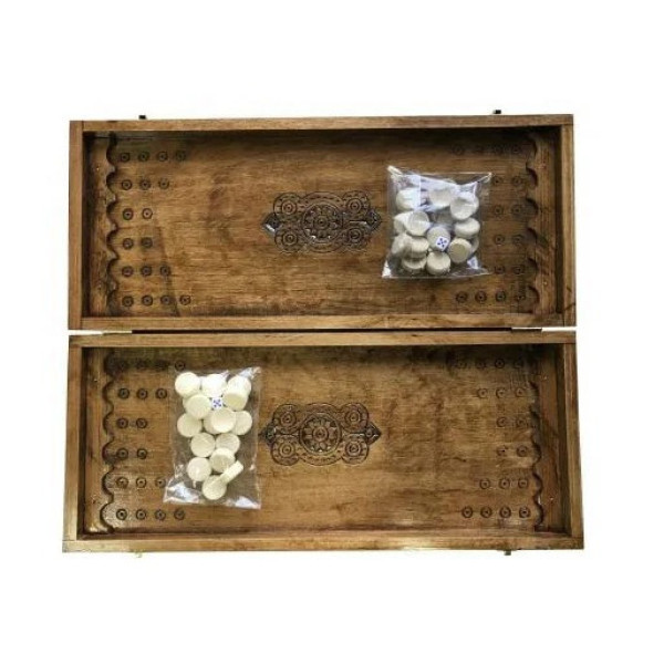 Нарди дерев'яні ручної роботи Backgammon 1 NR-5244, 32 фішки двох кольорів (NR - 5244)