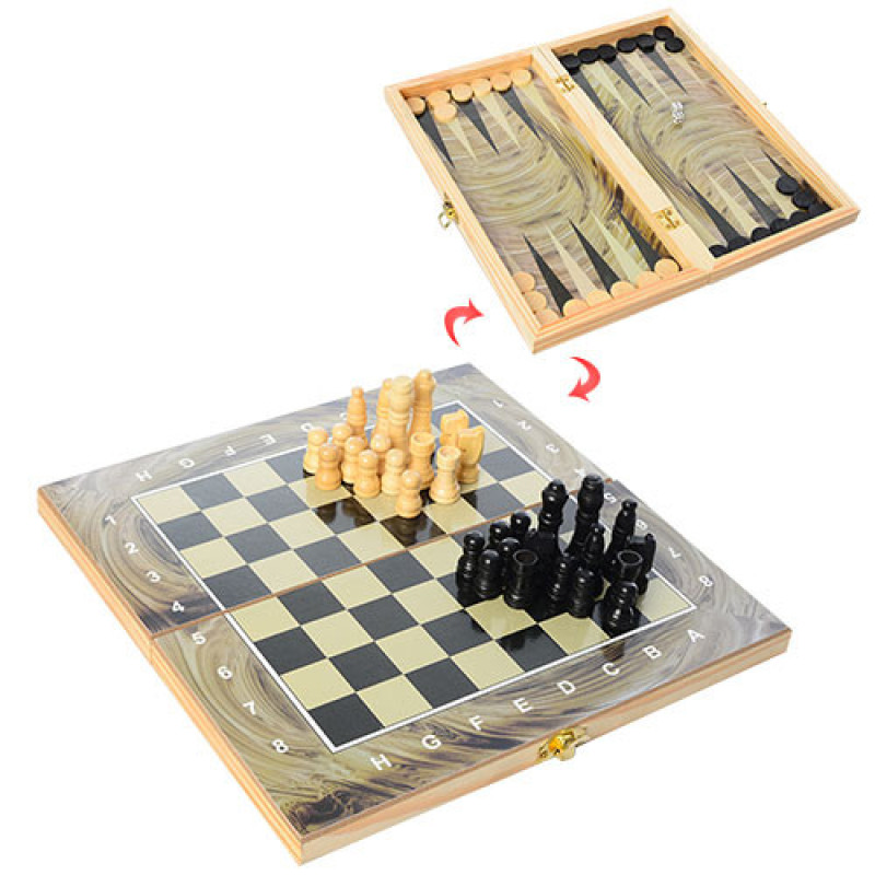 Настольная игра шахматы, шашки, нарды 28, 3в1