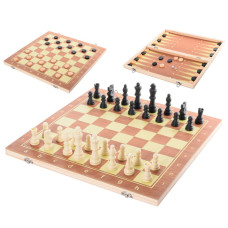 Дерев'яні шахи 3в1 "Chess" QP002 шашки та нарди, в коробці 39,5х20 см (QP002)