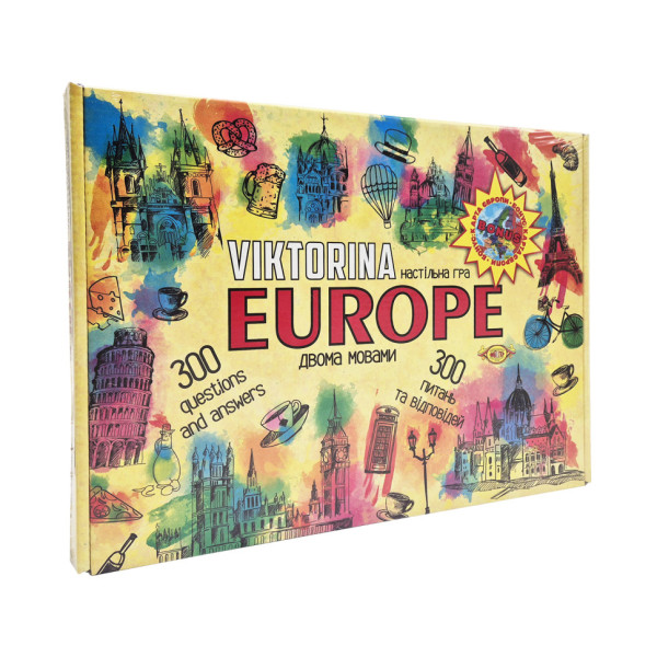 Дитяча настільна гра "Вікторина ЄВРОПА" MKP0904 українська та англійська мова (MKP0904)