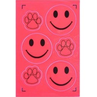 Наклейка светоотражающая "Смайл лапа" 132-CIT 6 штуки розовый