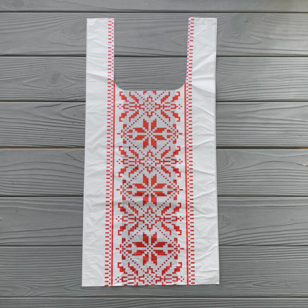 Пакет майка в рулоні Вишиванка 22х45см 30мкм (100шт/рул) С42