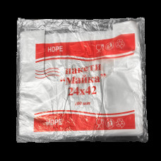 Пакет майка біла 24х42см (100шт/уп)(С49)