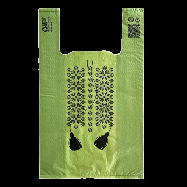 Пакет майка 28х48 см 20мкм HDPE зелений "LOVE UA" (50шт/уп|1000шт/ящ) СHP070(CHP070)