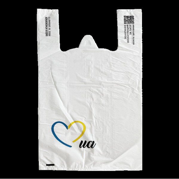 Пакет майка 28х48см 18мкм HDPE білий "UA heart" (50шт/уп|1000шт/ящ) СHP047(СHP047)