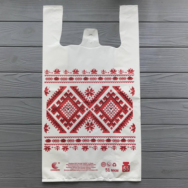 Пакет майка 30x50 Вышивка 50 Мкм (под закон) (100шт/уп,5уп/ священный)