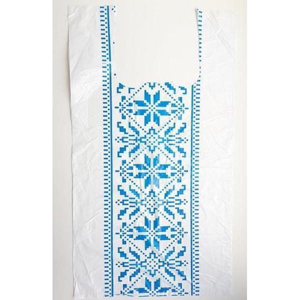 Пакет майка 26х43 20мкм (18кг) Вишиванка синя (100шт)