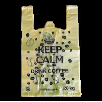 Пакет майка "Кава" жовтий 28х50см (100шт/уп)(С43)